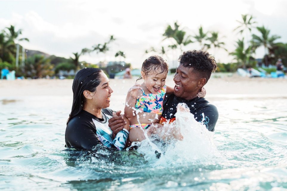 family in beach