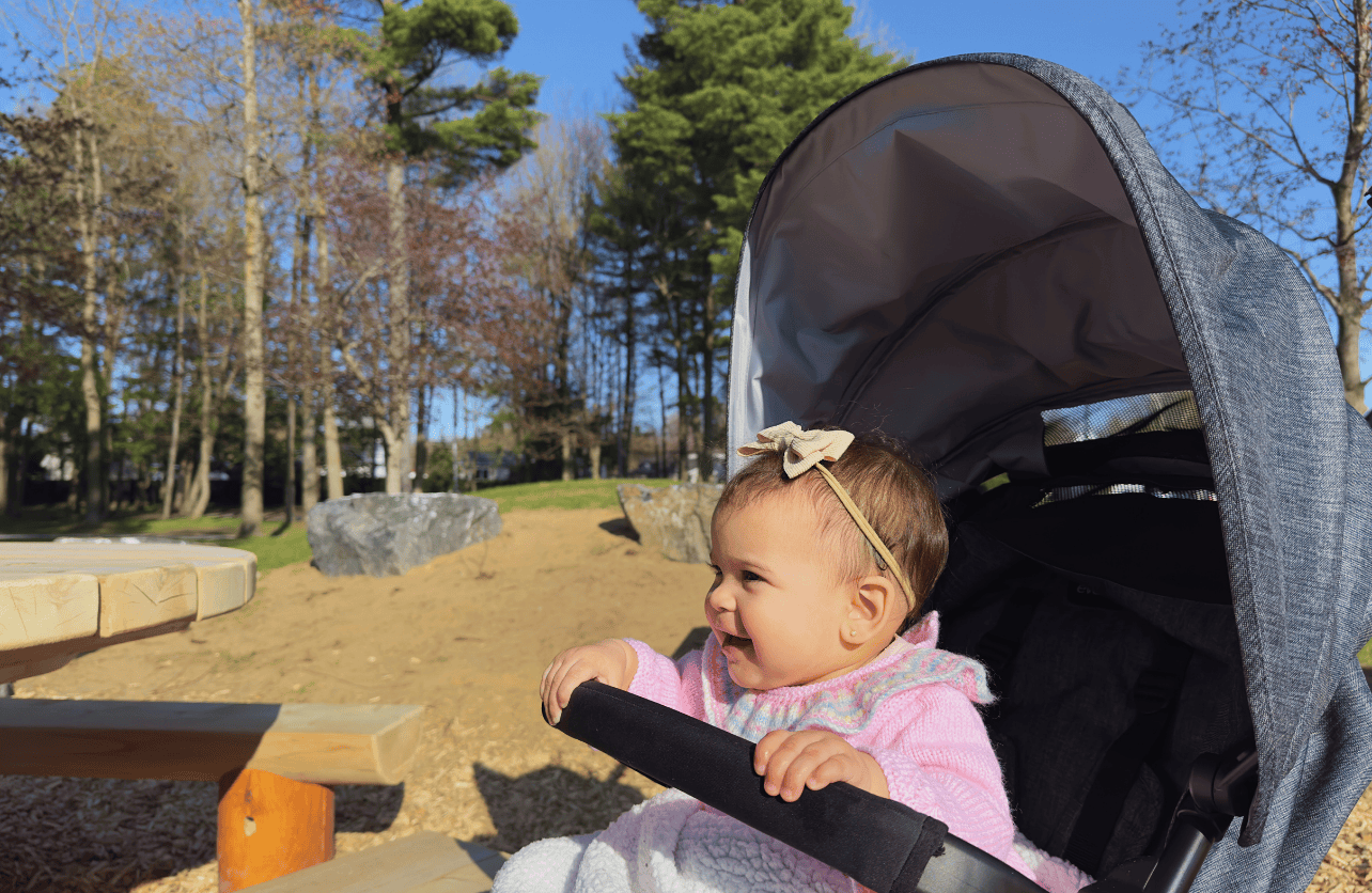 when can baby sit in stroller